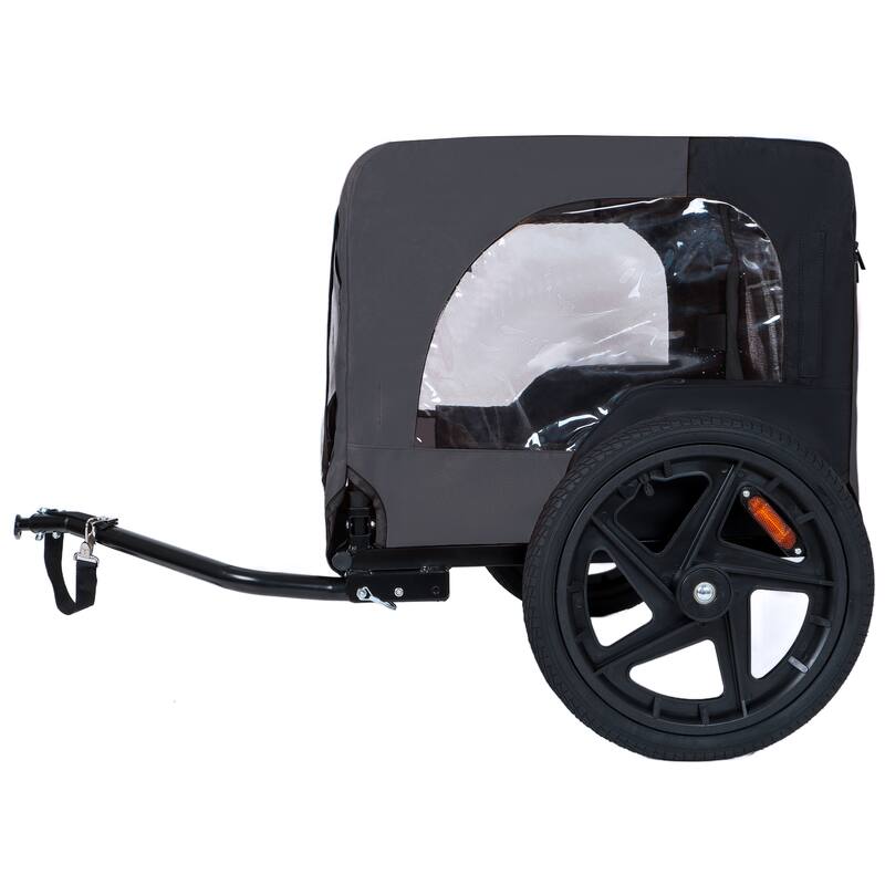 Outdoor Heavy Duty Collapsible Pet Bike Trailer with 16-Inch All-Terrain Wheels & Universal Hitch, Foldable Carrier Cart