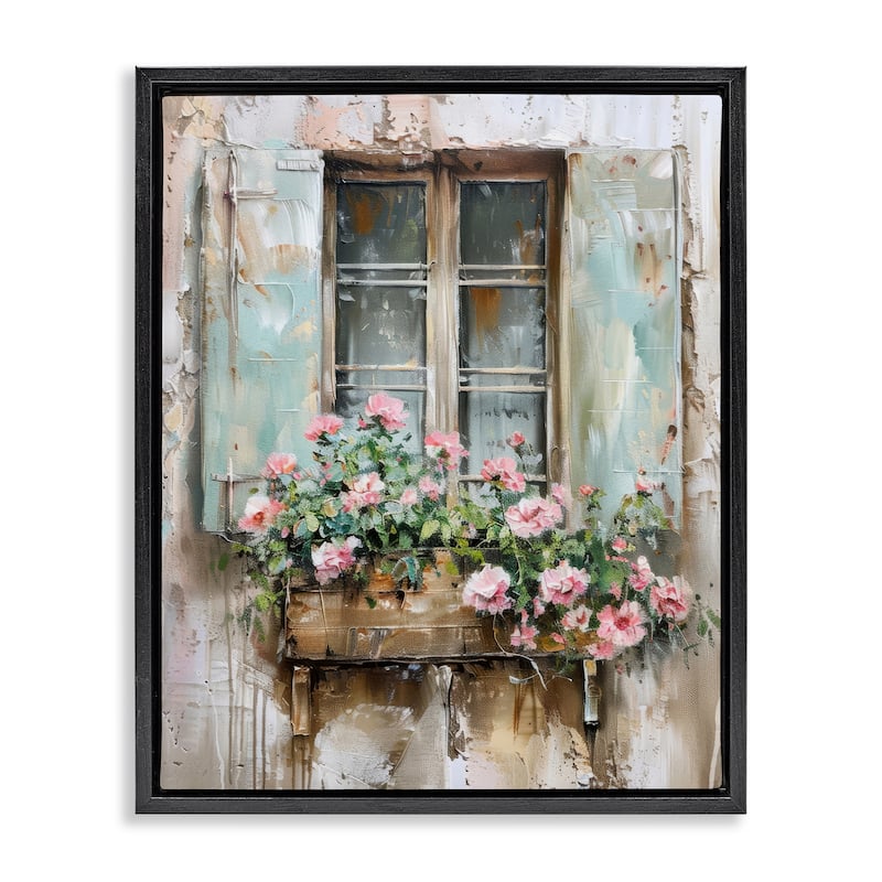 Stupell French Country Window Framed Floater Canvas Wall Art Design By Arlington Prints - 17 x 21 - Black