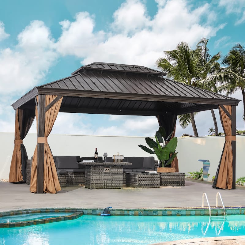 Outdoor Double Roof Hardtop Gazebo