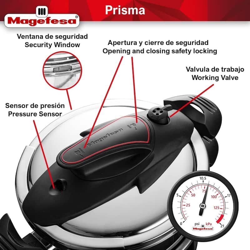 Magefesa Prisma Stainless Steel Pressure Cooker Set - 4.2 & 6.3 Quarts