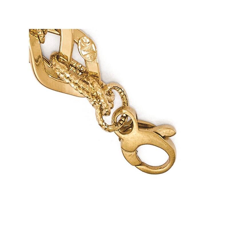 Curata 14k Two-tone Gold Fancy Polished Sparkle Cut Bracelet 7.5 Inch