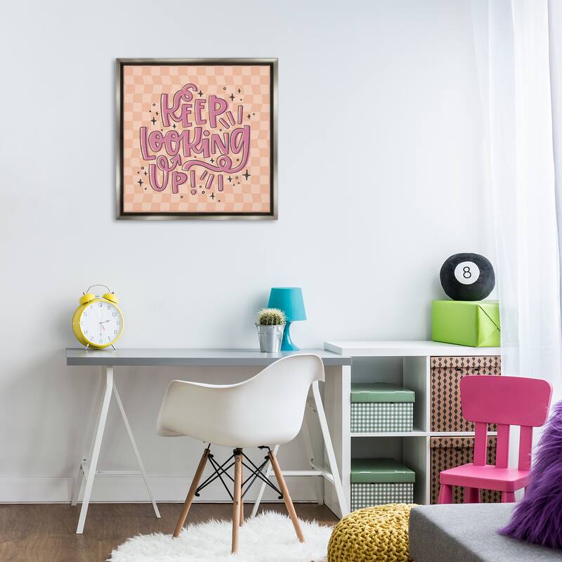 Stupell Keep Looking Up on Checkered Framed Floater Canvas Wall Art Design By Sarah Hickman