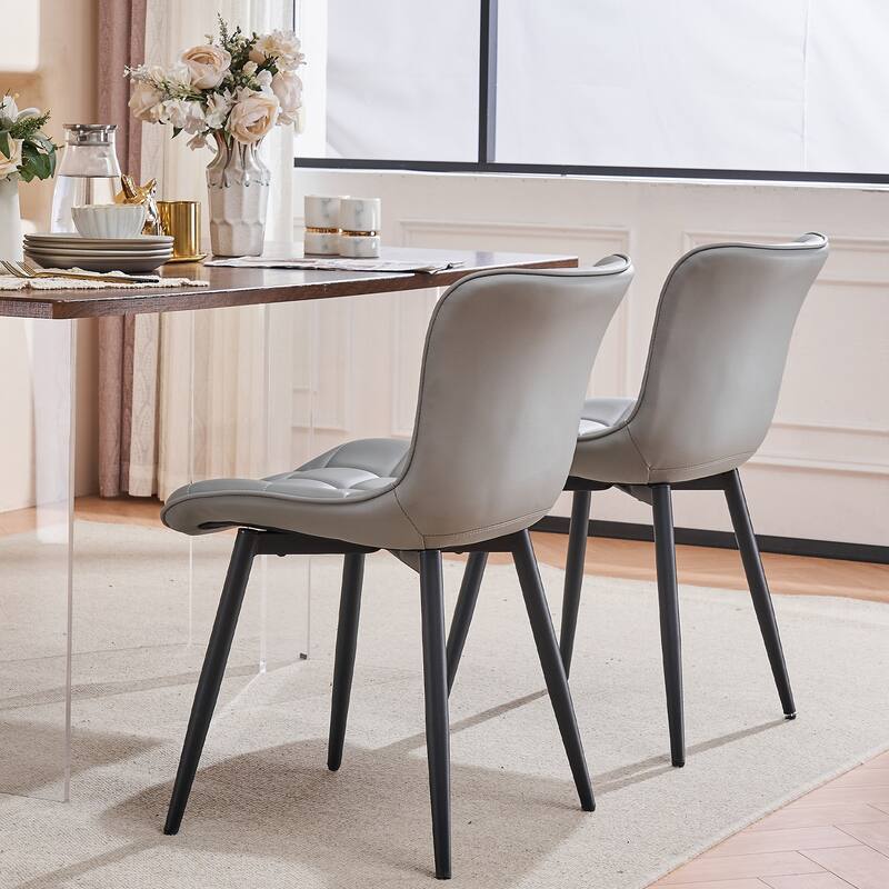 Modern Kitchen Dining Chairs, PU Leather Upholstered, Set of 2
