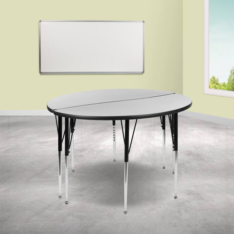 2 Piece 47.5" Circle Wave Flexible Grey Adjustable Activity Table Set - Grey