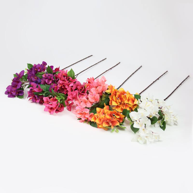 Set of 4 Peach Artificial Bougainvillea Flower Stem Spray 30in - 30" L x 10" W x 5' DP