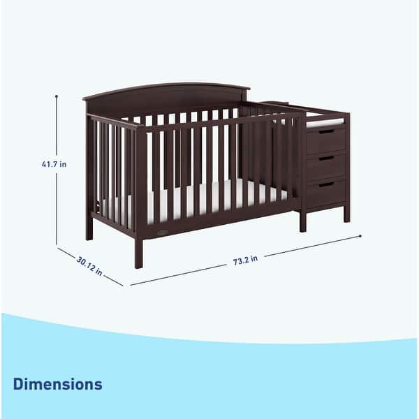 dimension image slide 3 of 4, Graco Benton 4-in-1 Convertible Crib and Changer – GREENGUARD Gold Certified, Crib and Changing Table Combo