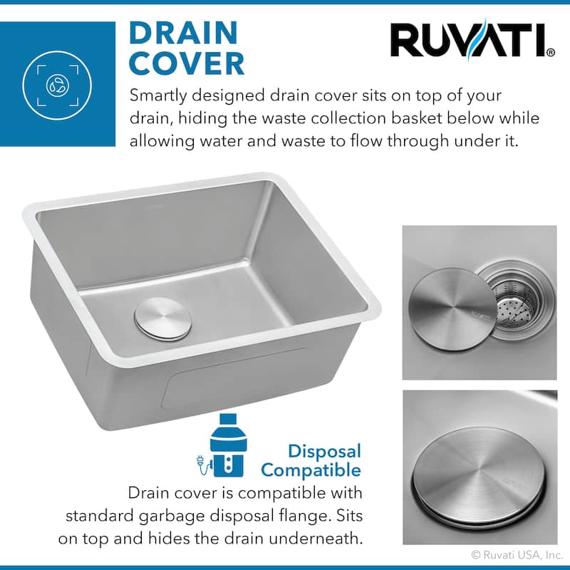 Ruvati 18-inch Undermount Bar Prep Kitchen Sink 16 Gauge Stainless Steel Single Bowl - RVM5916 - 18" X 16"