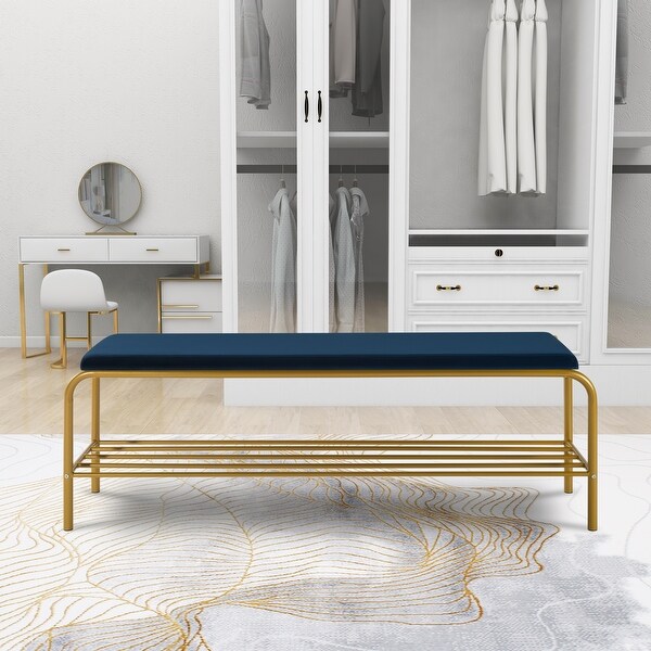 Upholstered Ottoman Bench Velvet Shoe Bench Entryway Bench Bedroom