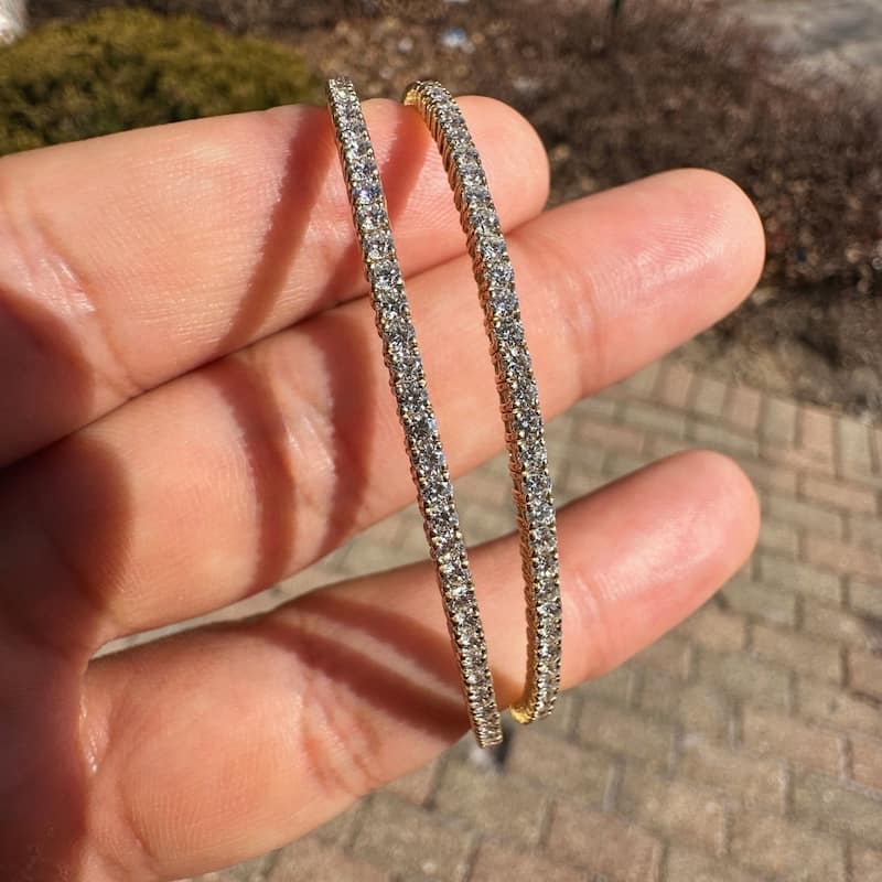 1.70Ct Round Double Flex Diamond Bangle 7" Tennis Bracelet Gold Lab Grown