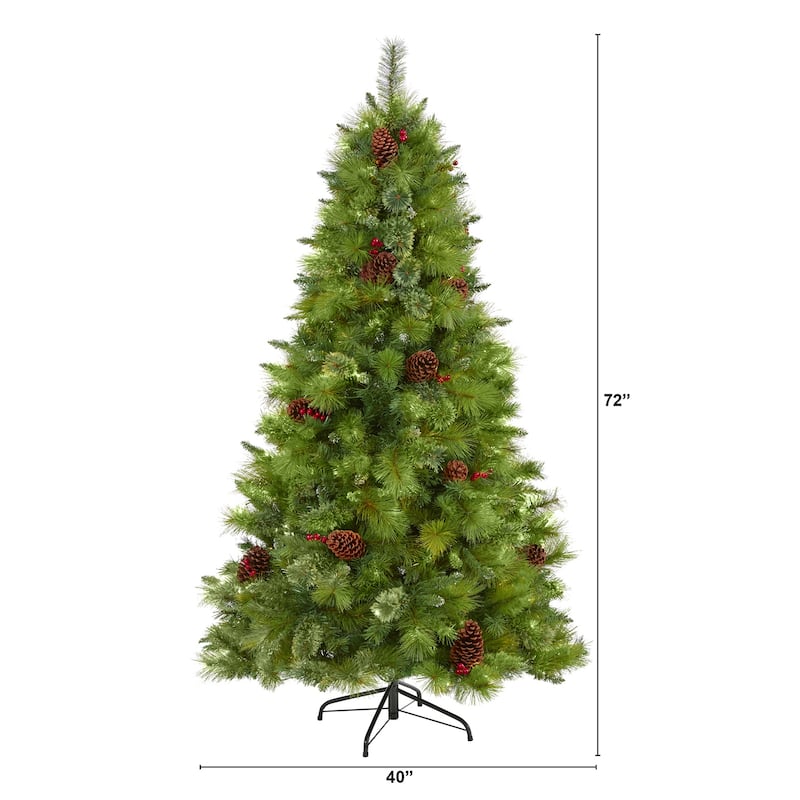 6ft. Mixed Pine Artificial Christmas Tree with Pine Cones, Berries & 814 Branches - Charming Holiday X-Mas Tree