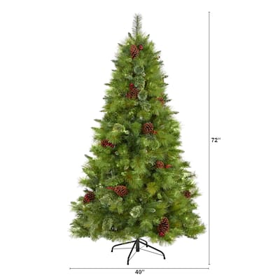 6ft. Mixed Pine Artificial Christmas Tree with Pine Cones, Berries & 814 Branches - Charming Holiday X-Mas Tree