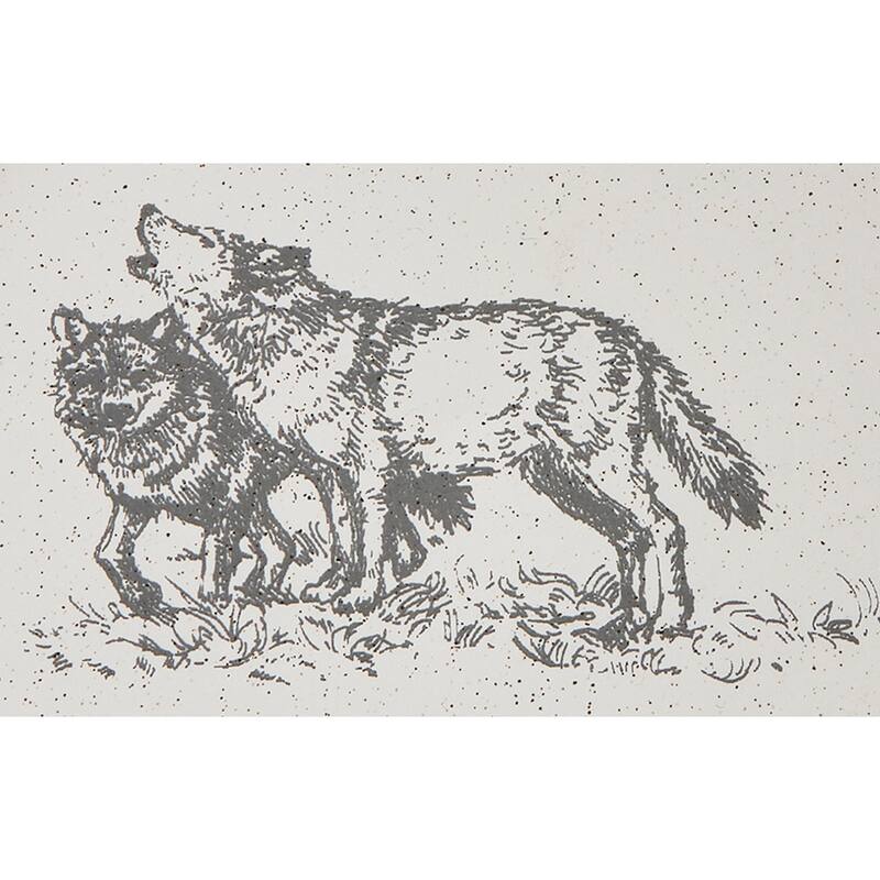 Winter Sketch Wolf Appetizer Plates - Multicolor Ceramic Dining Plates, Dishwasher Safe, 7" x 7" for Christmas