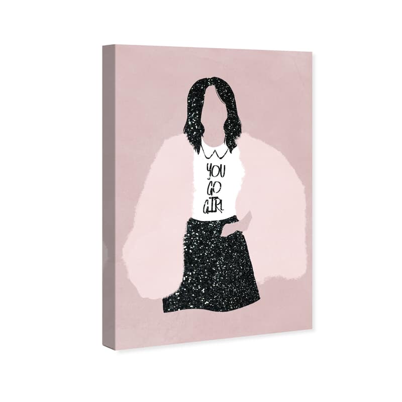 Wynwood Studio Canvas Fashion and Glam You Go Girl Silhouette Pink and Pastel Pink Glam Wall Art Canvas Print