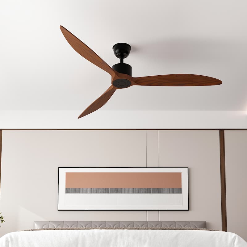Walnut Ceiling Wood Fan with Remote, 6 Speeds,for All Seasons,Bedroom,Balcony,study