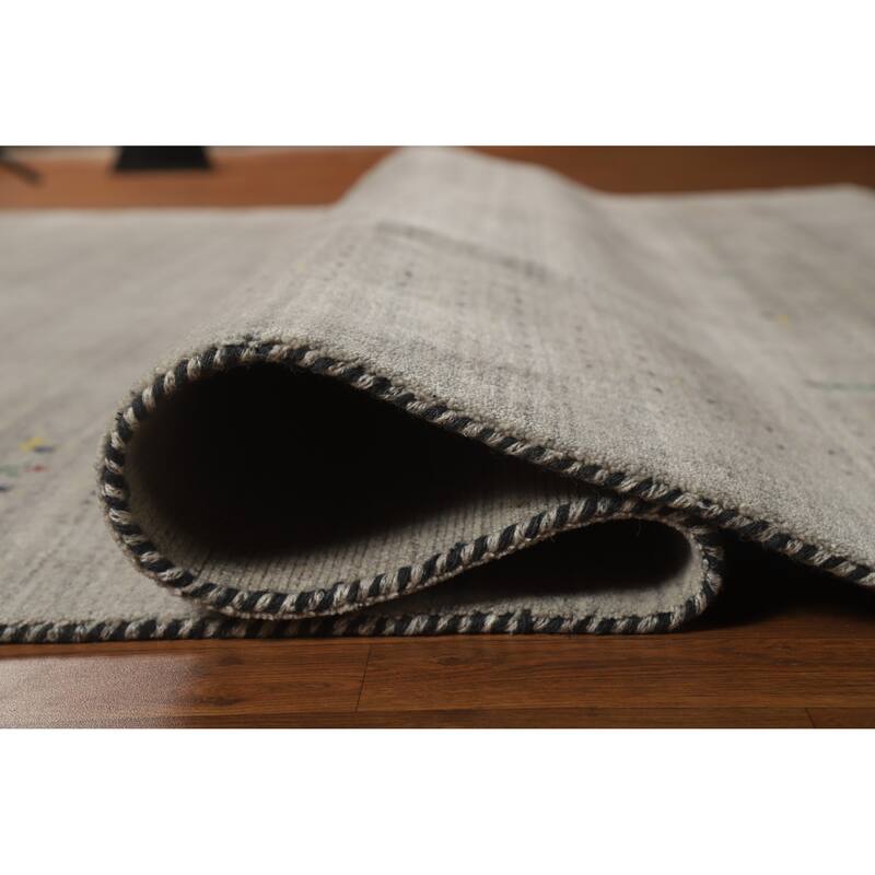 Hand Knotted Oriental 100% Wool Carpet Tribal Tribal Greys & Charcoal Gabbeh Area Rug - 9' 9'' X 8' 0''