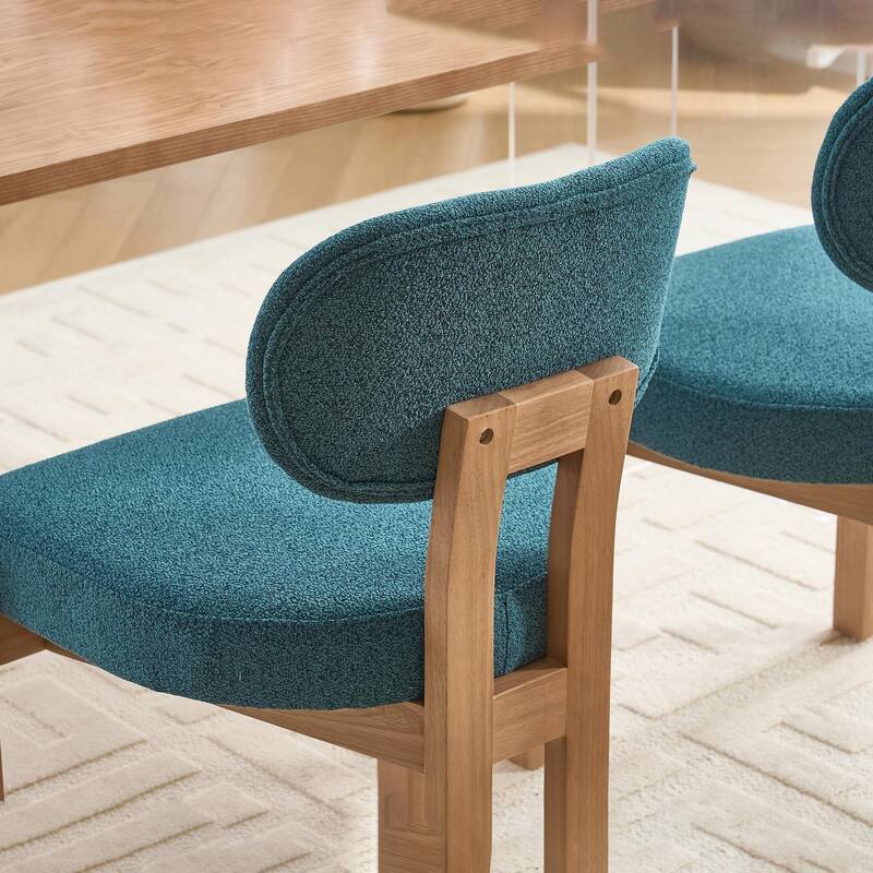 Wooden Dining Chairs Set of 2, Modern Fabric Upholstered Dining Room Chair