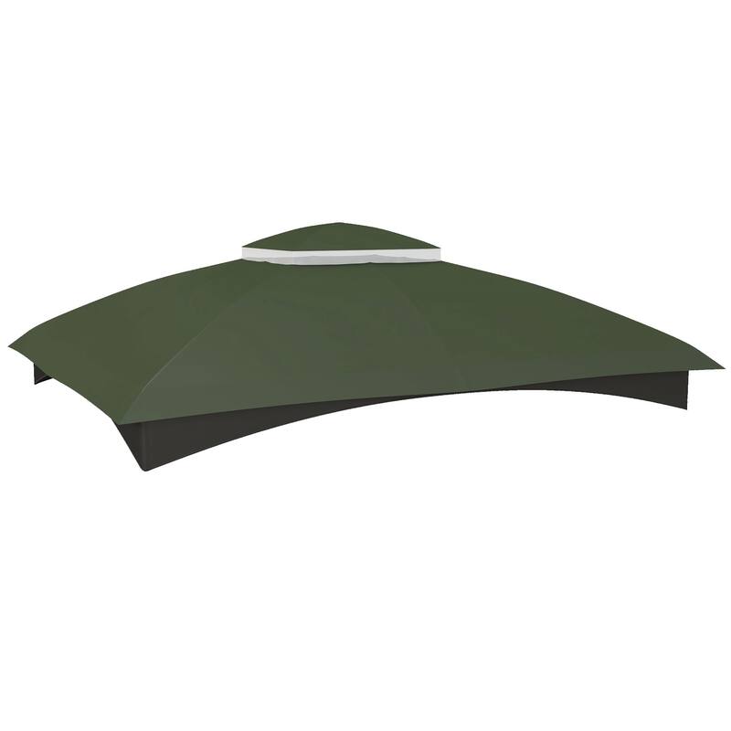 10' x 12' Two-Tier Gazebo Canopy Replacement with Drainage Holes, Green - Green