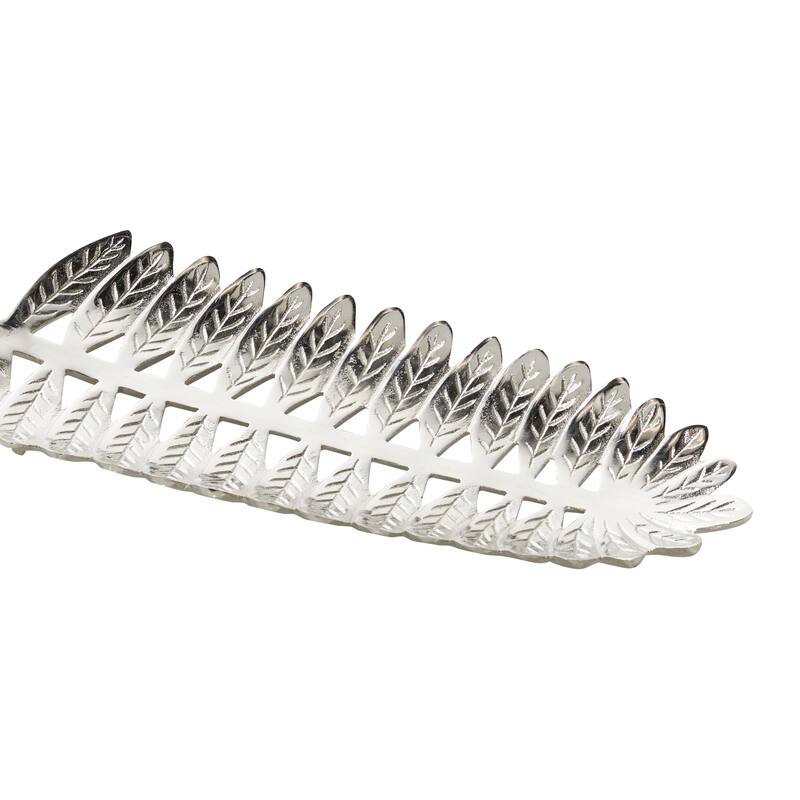 Aluminum Metal Leaf Tray - Set of 2 Silver - Roche River Decor - 8"W x 27"L x 2"H