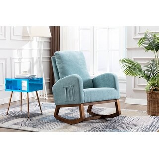 Rocking Chair High-Back Accent Chair with Pocket, Blue - Bed Bath ...