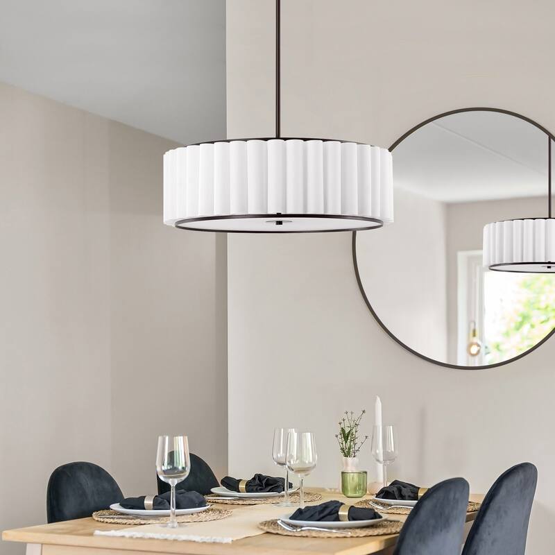 GetLedel 24 in. 5-Light Dimmable Pleated Drum Chandelier