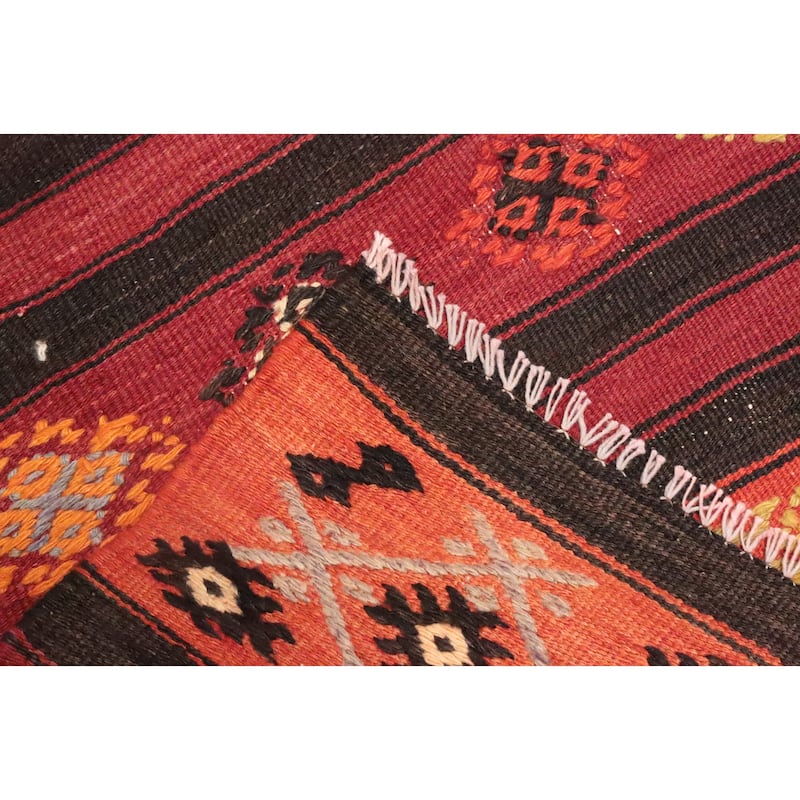 Hand Woven Oriental 100% Wool Carpet Southwestern Tribal Multi-Colored Kilim Area Rug - 9' 11'' X 6' 1''