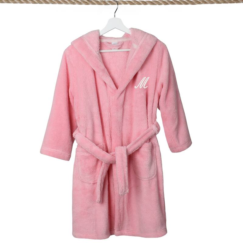 Sweet Kids 100% Polyester SUPER PLUSH Double Brushed Hooded Bathrobe with White Script Monogram