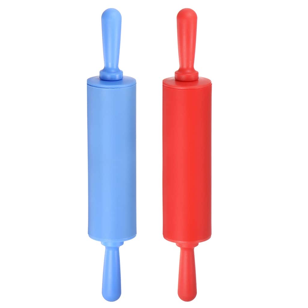 Silicone Rolling Pins for Baking 30cm x 4.2cm Blue & Red - Blue & Red
