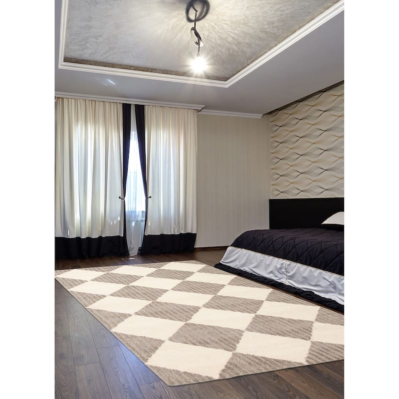 ECARPETGALLERY Hand Tufted Timeless Cream Wool Rug - 5'0 x 7'10