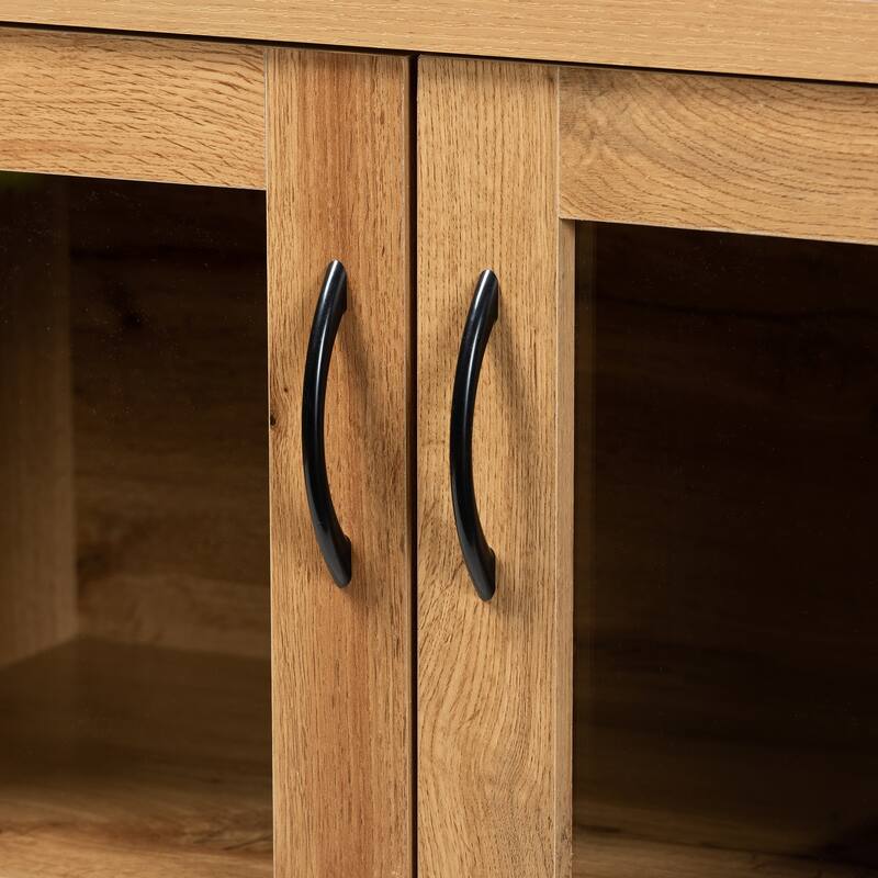 Zentra Modern Oak Brown Finished Wood 2-Door Storage with Glass Doors