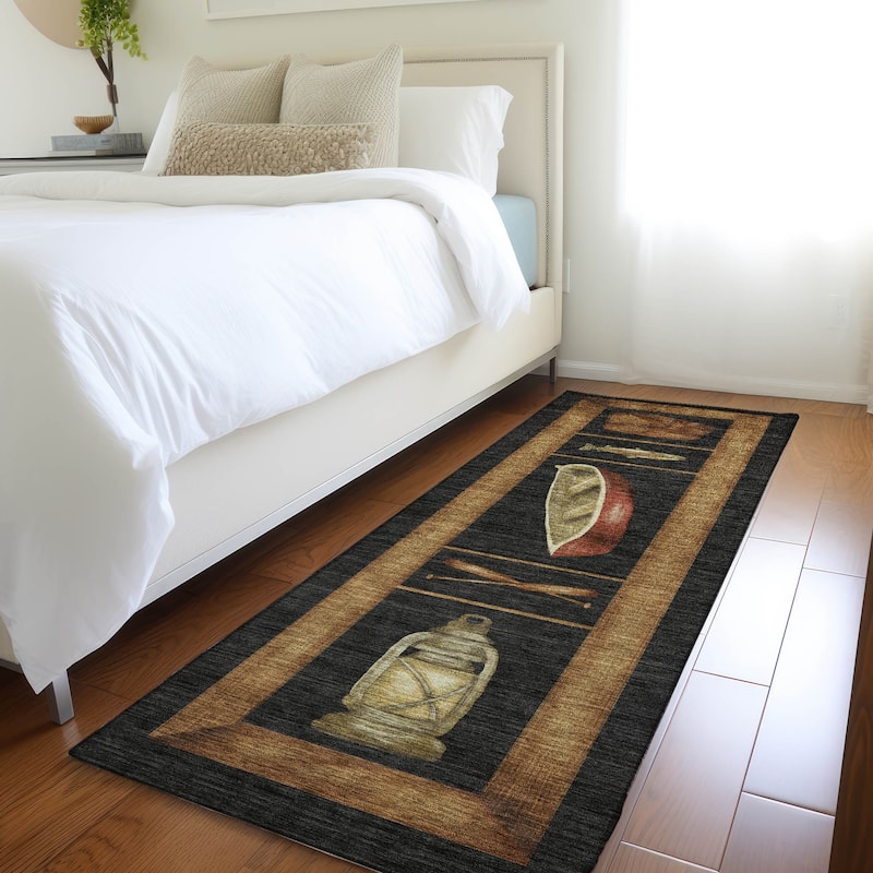 Premium Washable Super Soft Fish Canoe Lodge Mayfield Rug - Midnight - 2' 3" x 7' 6" - Runner