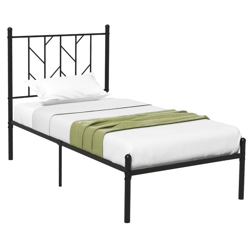 Costway Full/Qween/Twin Size Metal Platform Bed Frame Vintage