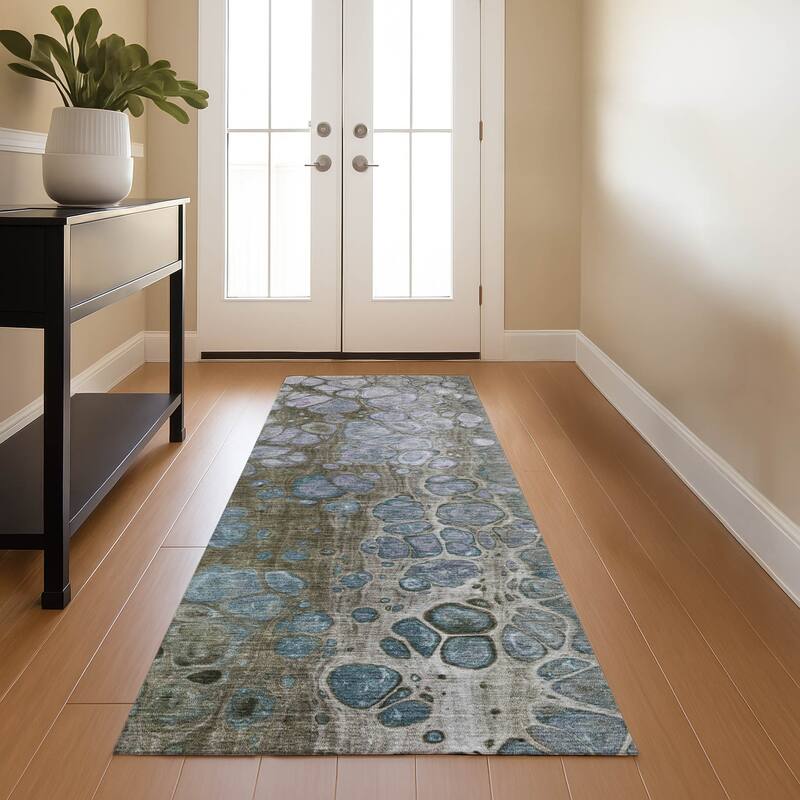 Premium Washable Super Soft Modern Abstract Mayfield Rug - Brown - 2'3" x 7'6"