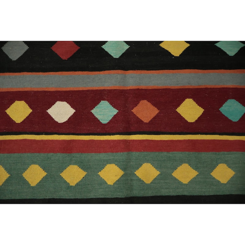 Hand Woven Oriental 100% Wool Carpet Southwestern Modern Multi-Colored Kilim Area Rug - 12' 0'' X 8' 9''