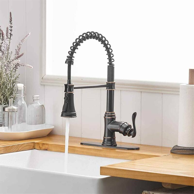 Single Handle Kitchen Sink Faucet With Pull Down Sprayer Commercial Kitchen Faucet One Hole Spring High Arc Gooseneck Bar Faucet
