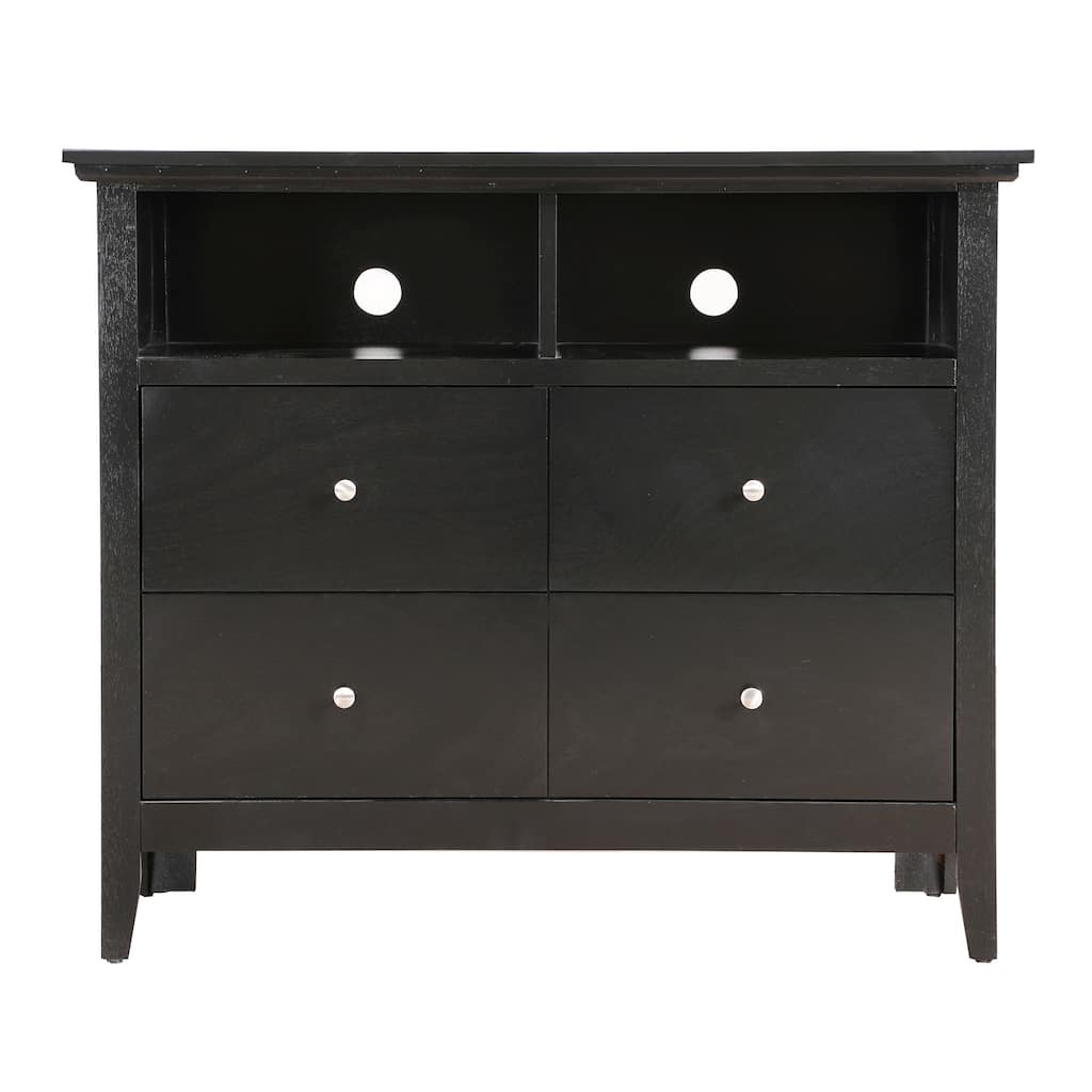 Wooden TV Media Chest with 4 Drawers - 42" - Black