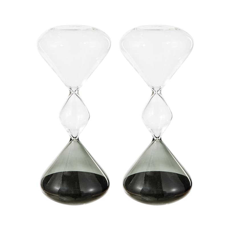 Glitzhome 7.75"H Set of 2 Tri-Layer Two-Tone Color Hourglasses with 15-Minute Sand Timers