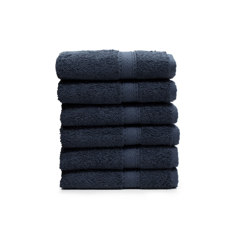 Authentic Hotel Spa Turkish Cotton Washcloth (Set of 6) - Navy Blue