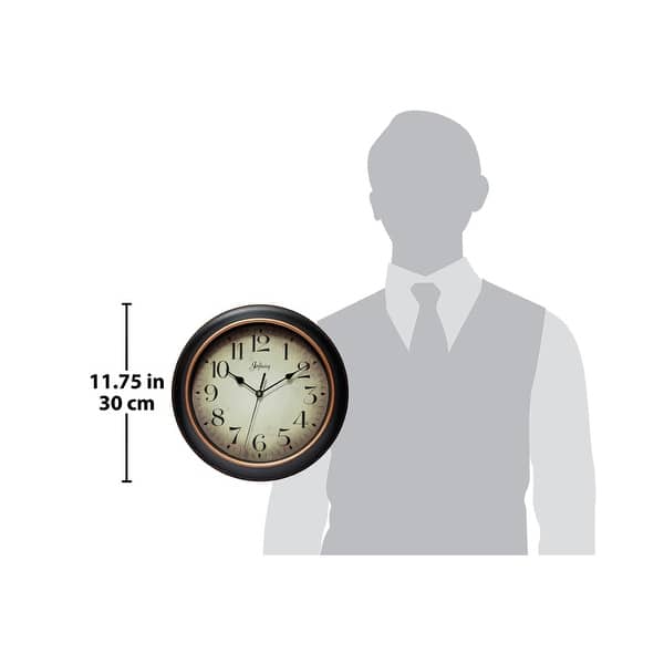 dimension image slide 1 of 3, Copper Grove Kaffir 12-inch Classic Kitchen Round Clock - 12 x 2 x 12 - 12 x 2 x 12