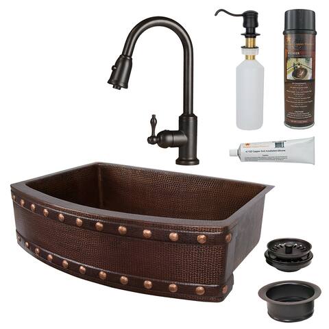 Premier Copper Products Kitchen Sink, Pull Down Faucet and Accessories Package