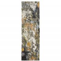 2' X 3' Foam Blue Pumpkin And Golden Yellow Abstract Power Loom Stain Resistant Area Rug 2' X 3' Foam Blue Pumpkin And Golden Yellow Abstract Power Loom Stain Resistant Area Rug