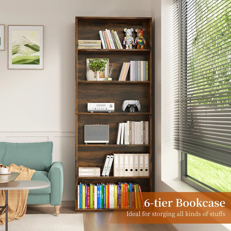 Futzca 6-Tier Open Bookcase and Bookshelf, Display Storage Shelves