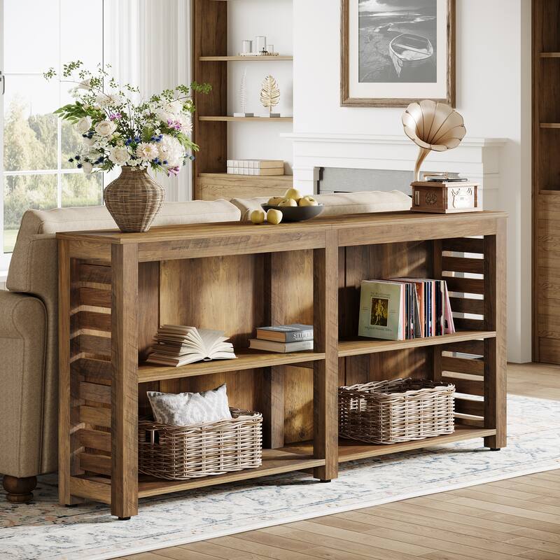 63-inch Farmhouse Console Sofa Table with Storage for Living Room