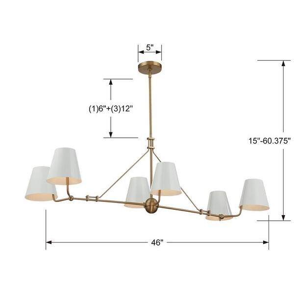 Xavier 6 Light Vibrant Gold Linear Chandelier - 46'' W x 15.75'' H x 18 ...