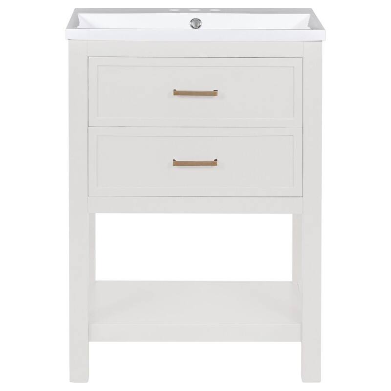 24-Inch Bathroom Vanity Set with Integrated Sink – Modern Storage Cabinet Featuring 2 Drawers - 18.00in. W X24.00in.DX34.10in. H