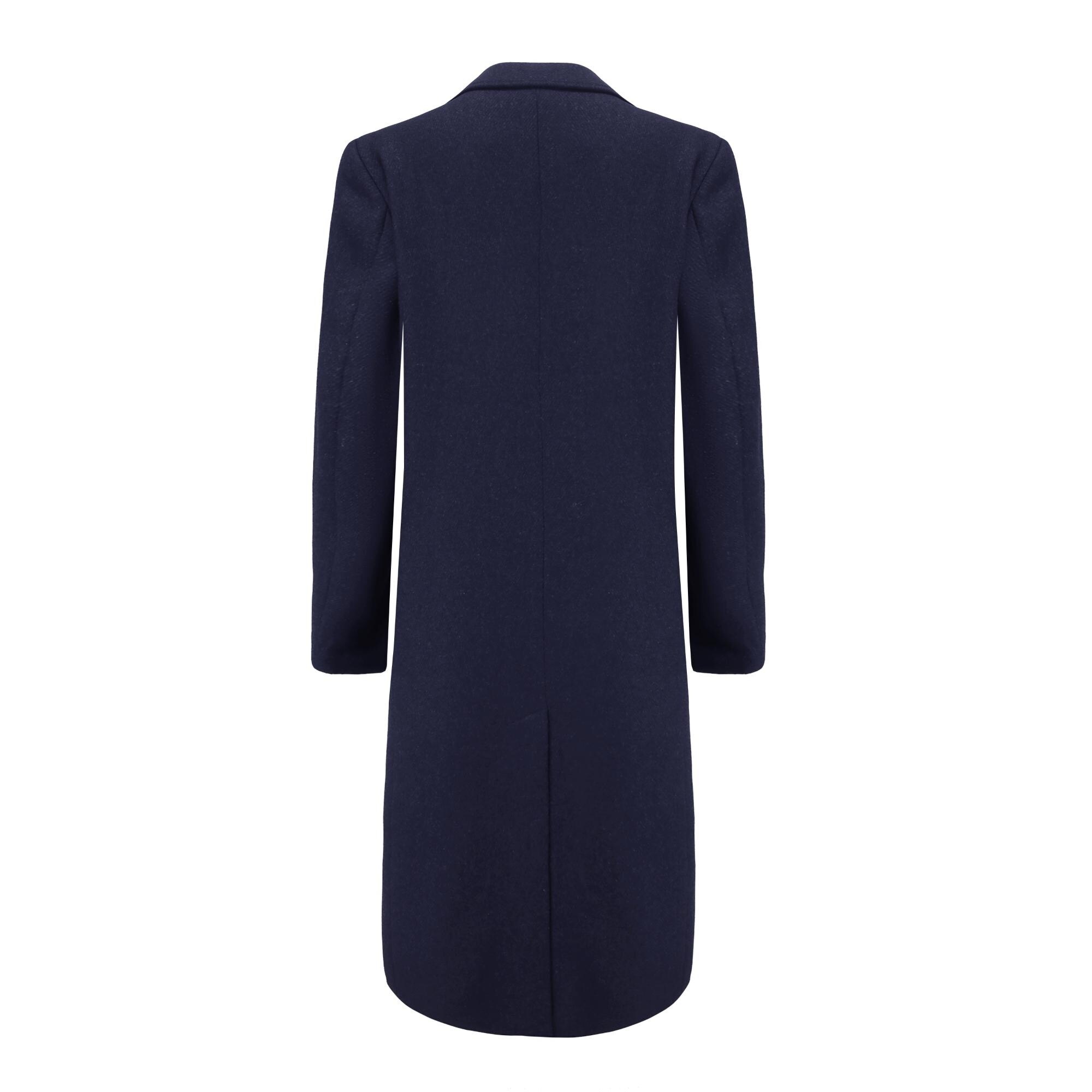 Men's Double-Breasted Knee Length Wool Blend Three Button