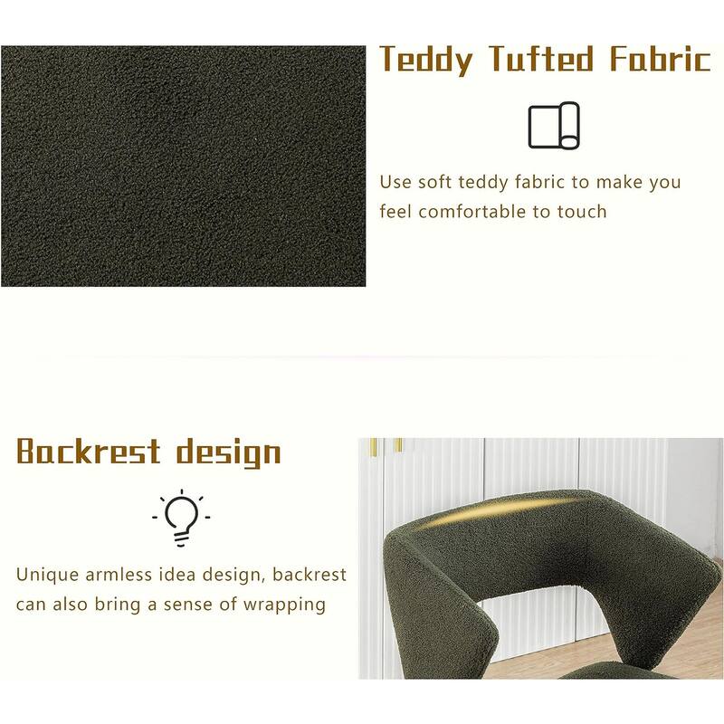 XINMICS Modern Sherpa Accent Chair, Teddy Upholstered Arm Single Sofa, Cozy Fluffy Reading Chair