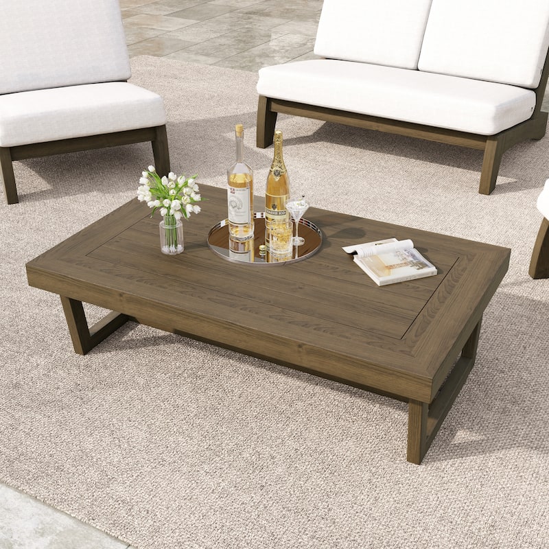 Sectional Wood Furniture 2 Seat Armless Patio Sofa - Tea Table - Tea Table/Teak
