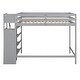 preview thumbnail 32 of 32, Full Size Loft Bed with Built-in Storage Wardrobe and Staircase,White/Gray