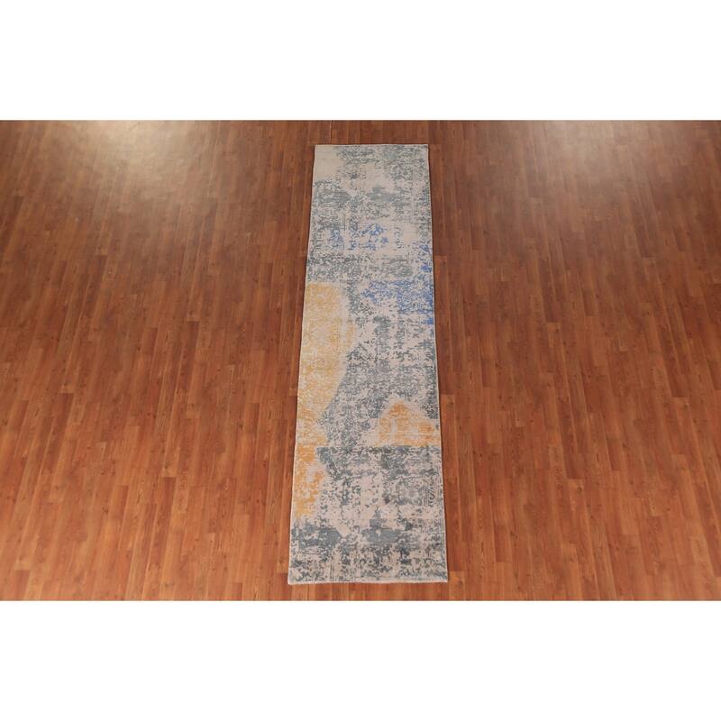 Abstract Modern Runner Rug Handmade Wool Carpet - 2'8"x 10'0"