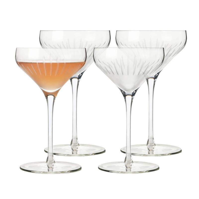 Libbey Signature Greenwich Diamond-Cut Coupe Cocktail Glasses, 8-ounce, Set of 4 - Set of 4